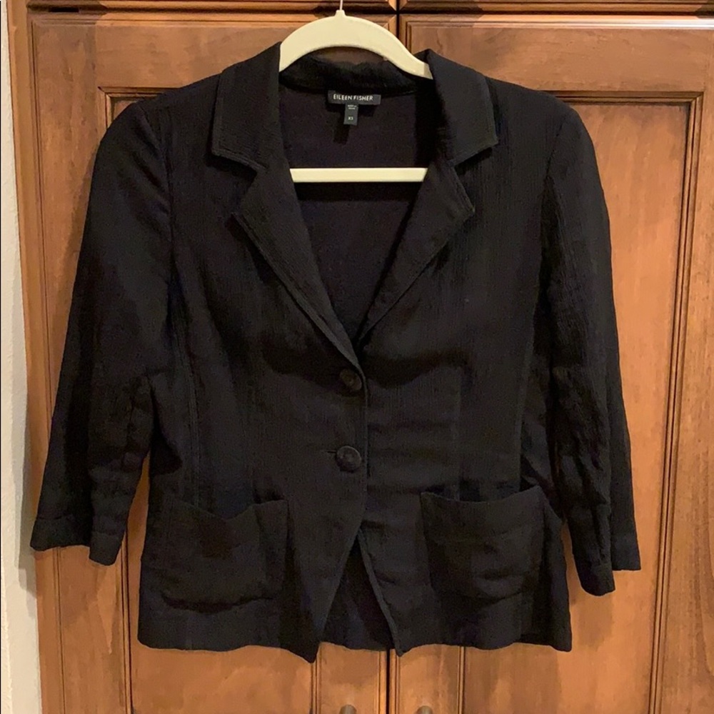 Eileen Fisher cropped crepe silk  blazer